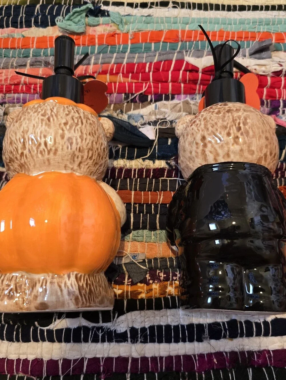 2 Teddy Bear Halloween Soap Dispenser Pumpkin Teddy Bear Skeleton Teddy bear
